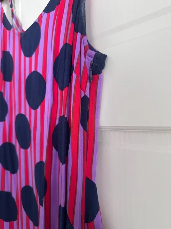 Pink Navy Polka Dot Wrap Midi Dress 3 in 1 Convertible Flowy Chic - Picture 9 of 12